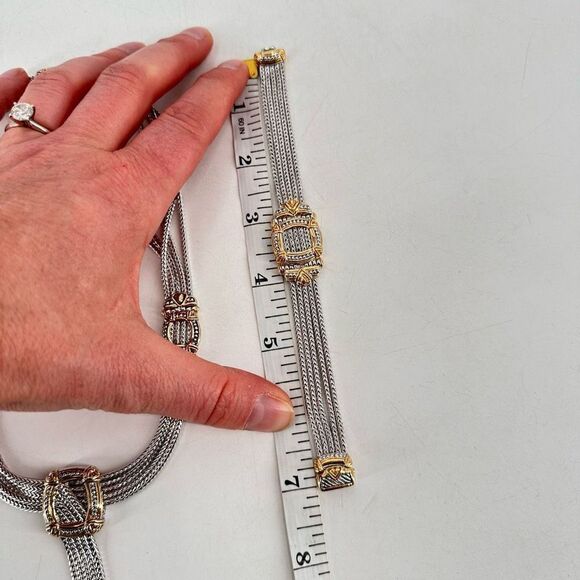 John Madeiros Women's Five Strand Necklace and Bracelet Set 2 Piece Silver Gold - Picture 6 of 10